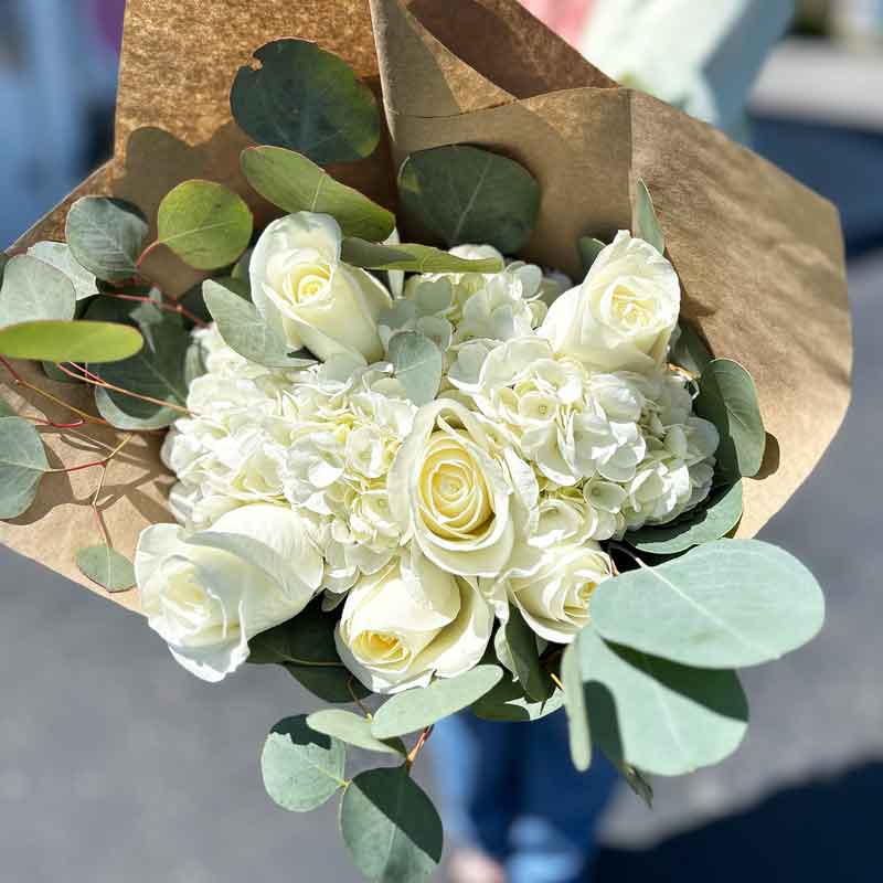 Hydrangea & Rose Handtied Bouquet