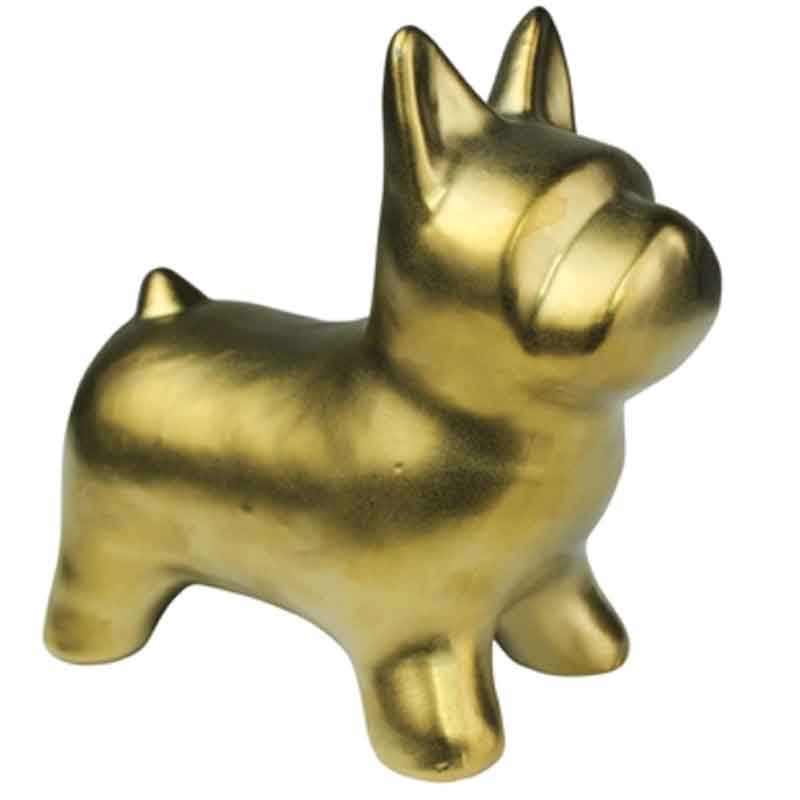 Bulldog Figurine in Gold Ceramic