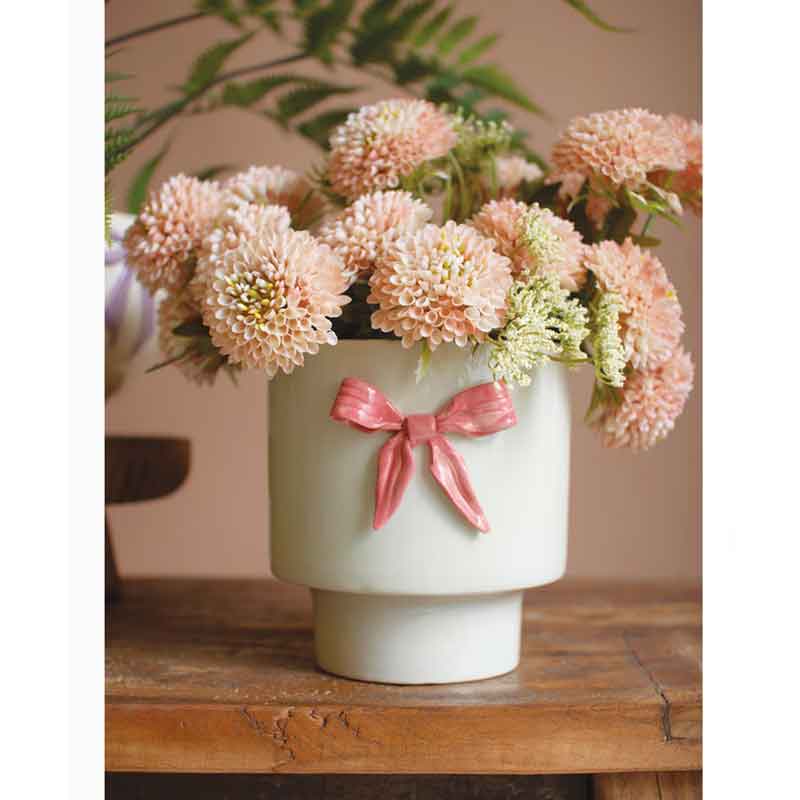 Ceramic Pink Bow Flower Pot