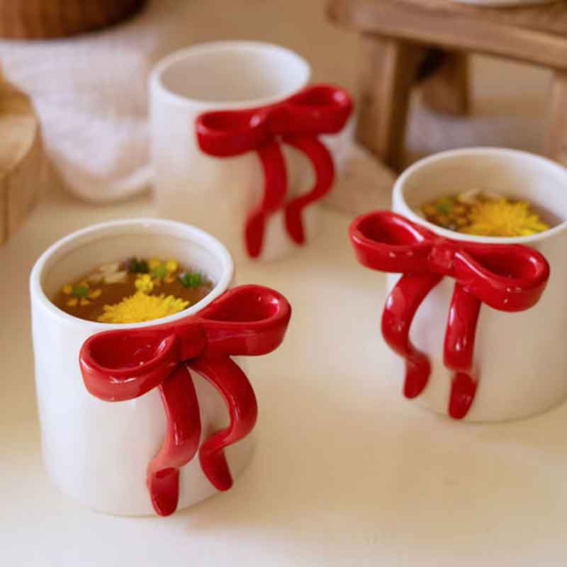 Ceramic Christmas Bow Mug