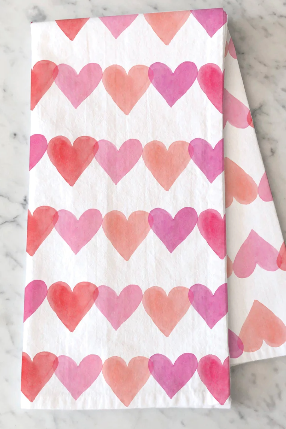 Pink Hearts Tea Towel | Valentine's Day Kitchen Towel