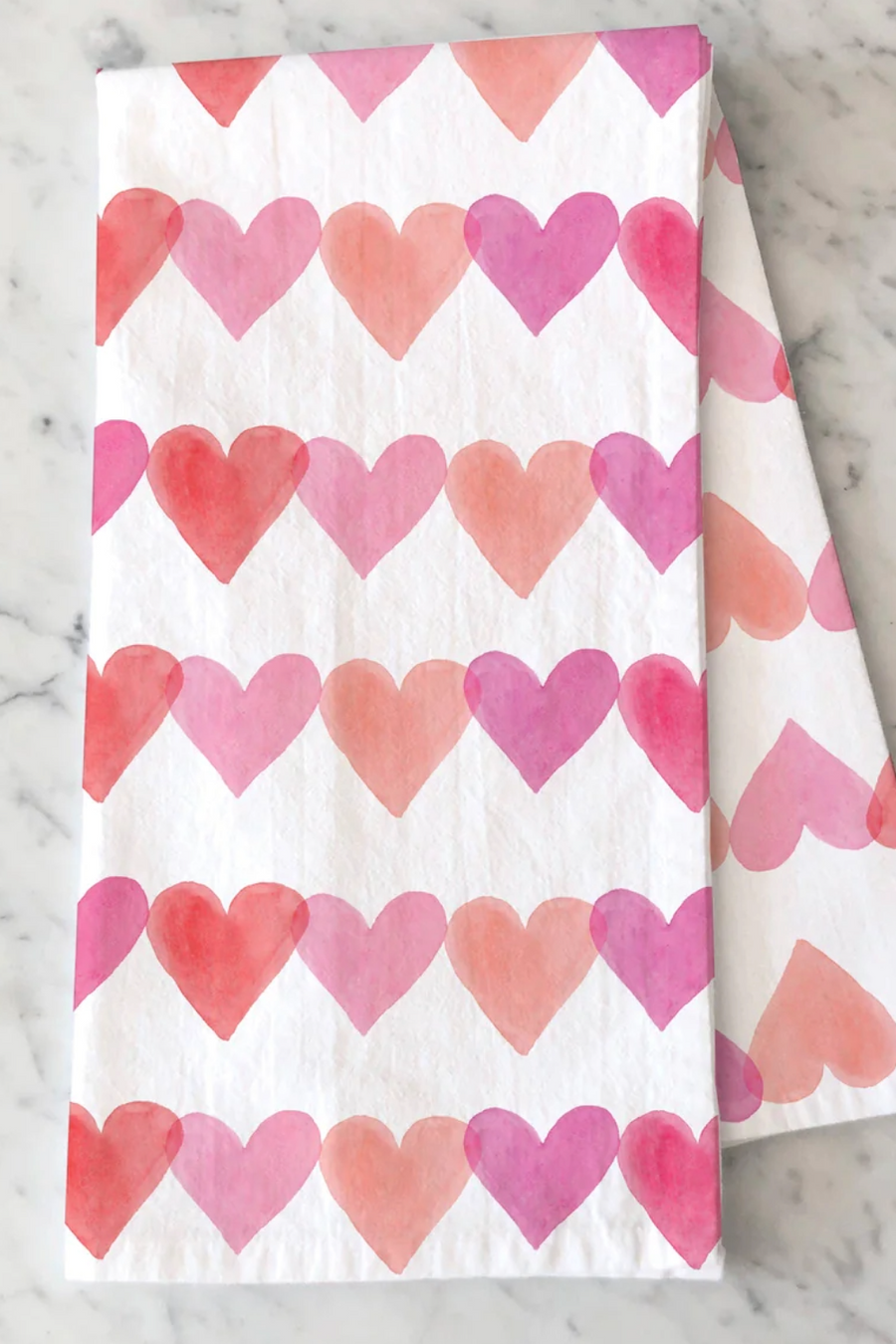 Pink Hearts Tea Towel | Valentine's Day Kitchen Towel