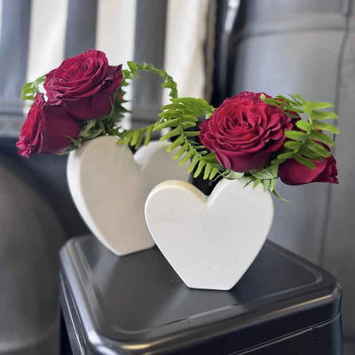 Heart Budvase with A Rose Trio