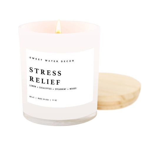 Stress Relief Soy Candle - White Jar - 11 oz