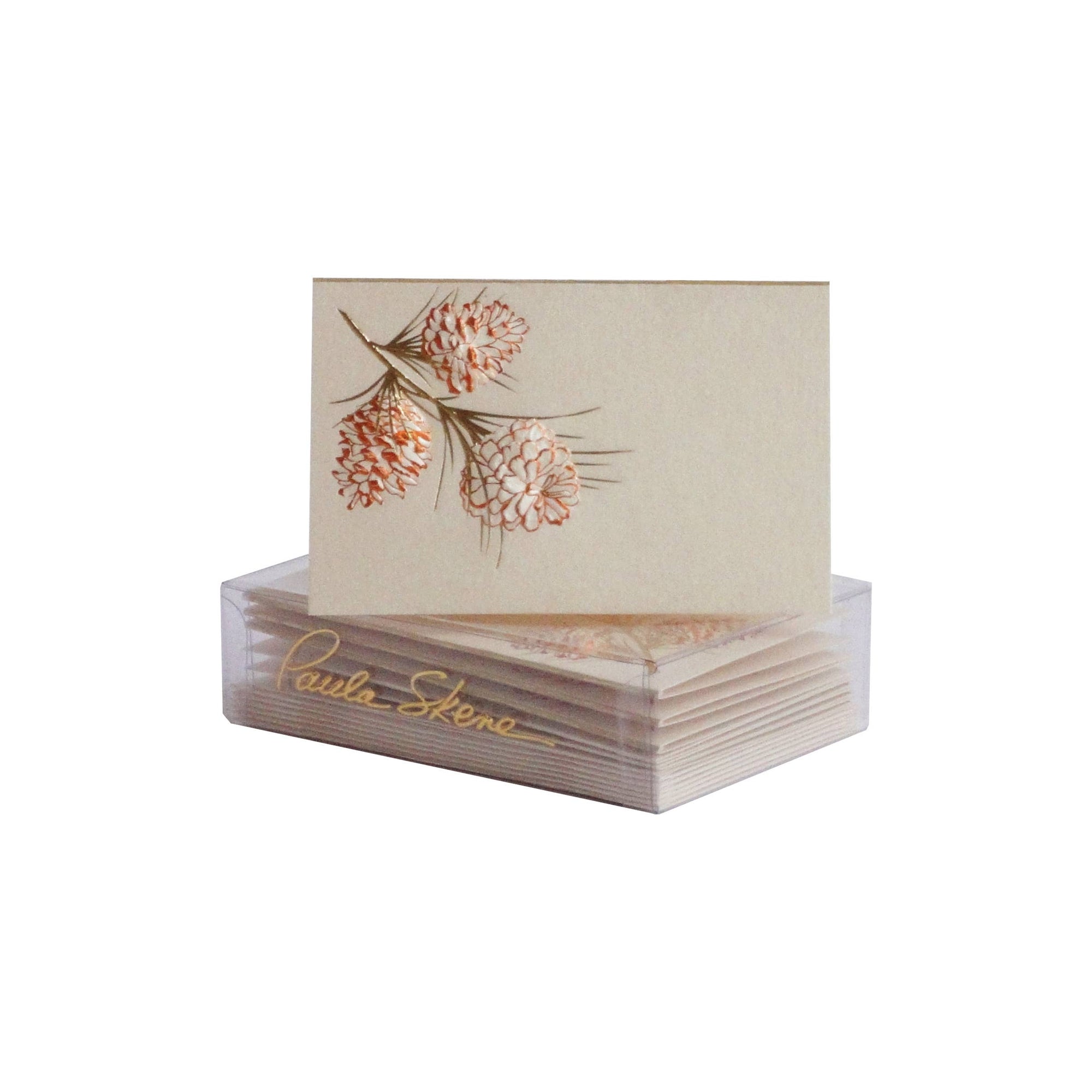 Pine Cone Branch on Champagne Christmas Enclosure Card