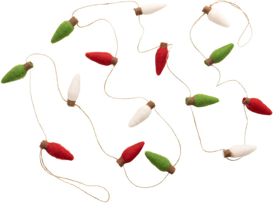 Garland - Felt lightbulb garland, red, white, green