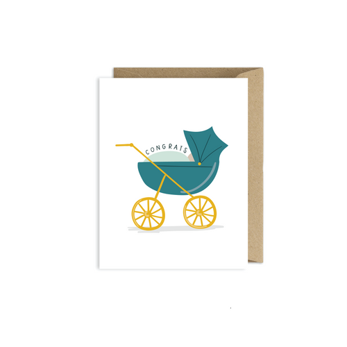 Congratulations Baby Carriage Greeting Card