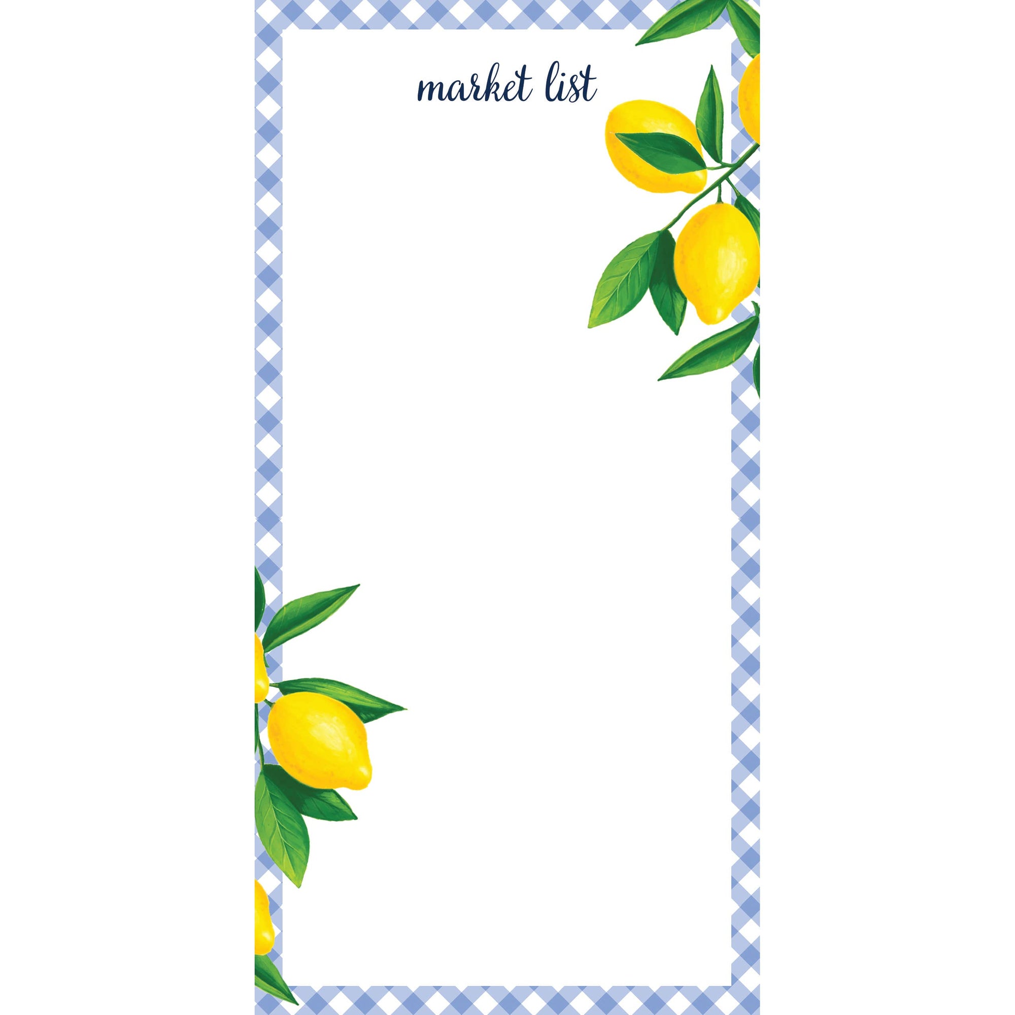 4.25 x 8.5 Lemon Gingham List Notepad