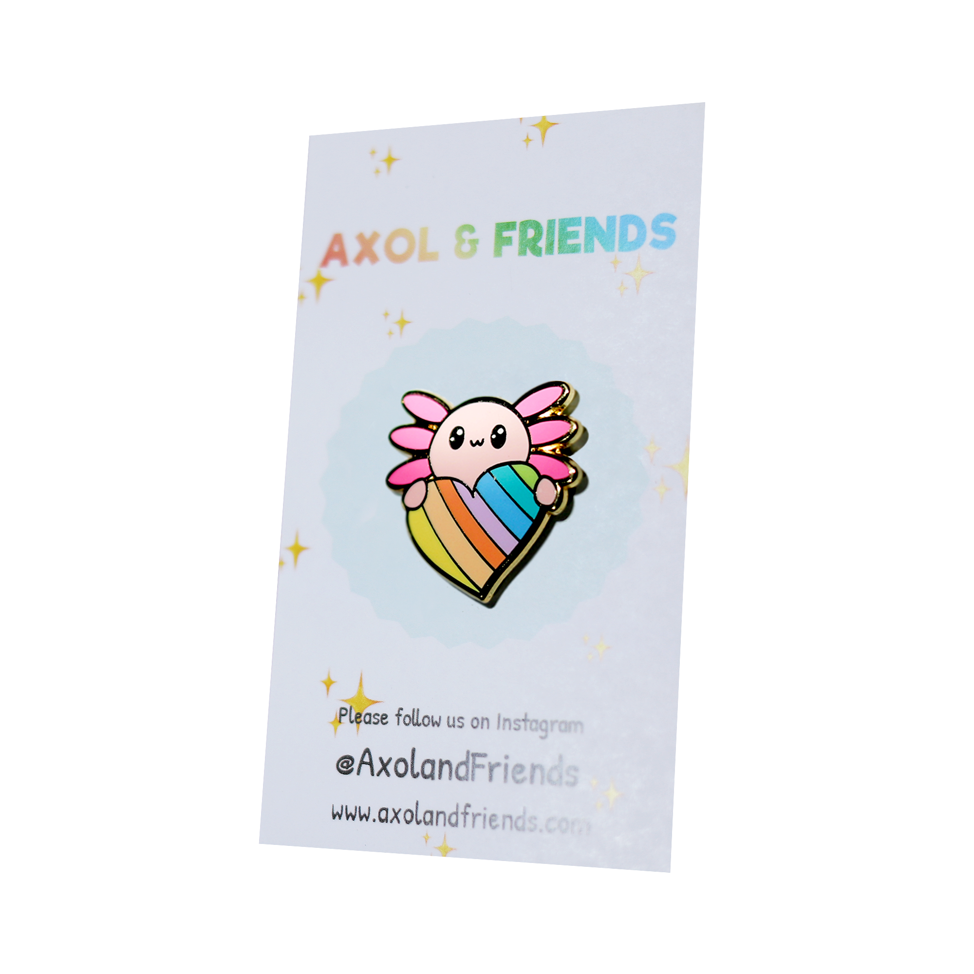 Axol the Axolotl Holding a Rainbow Heart