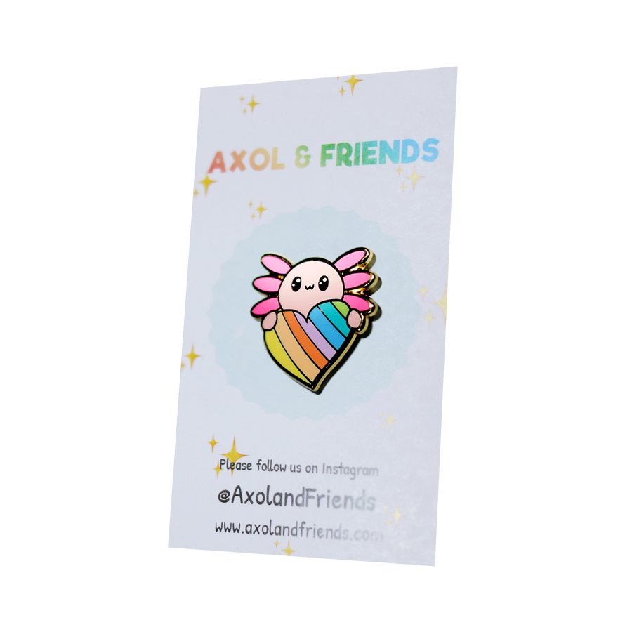 Axol the Axolotl Holding a Rainbow Heart