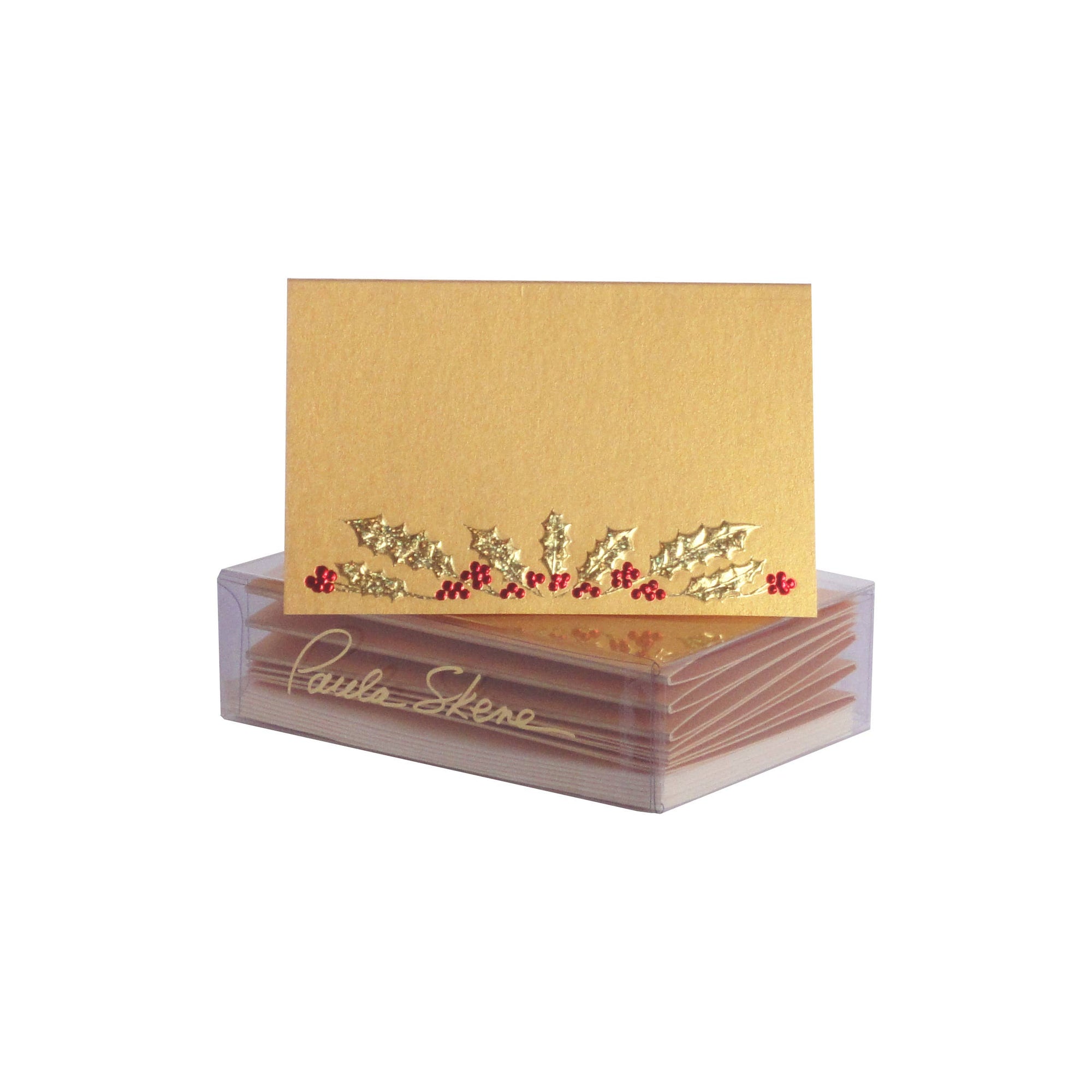 Holly Garland on Gold Christmas Enclosure Card