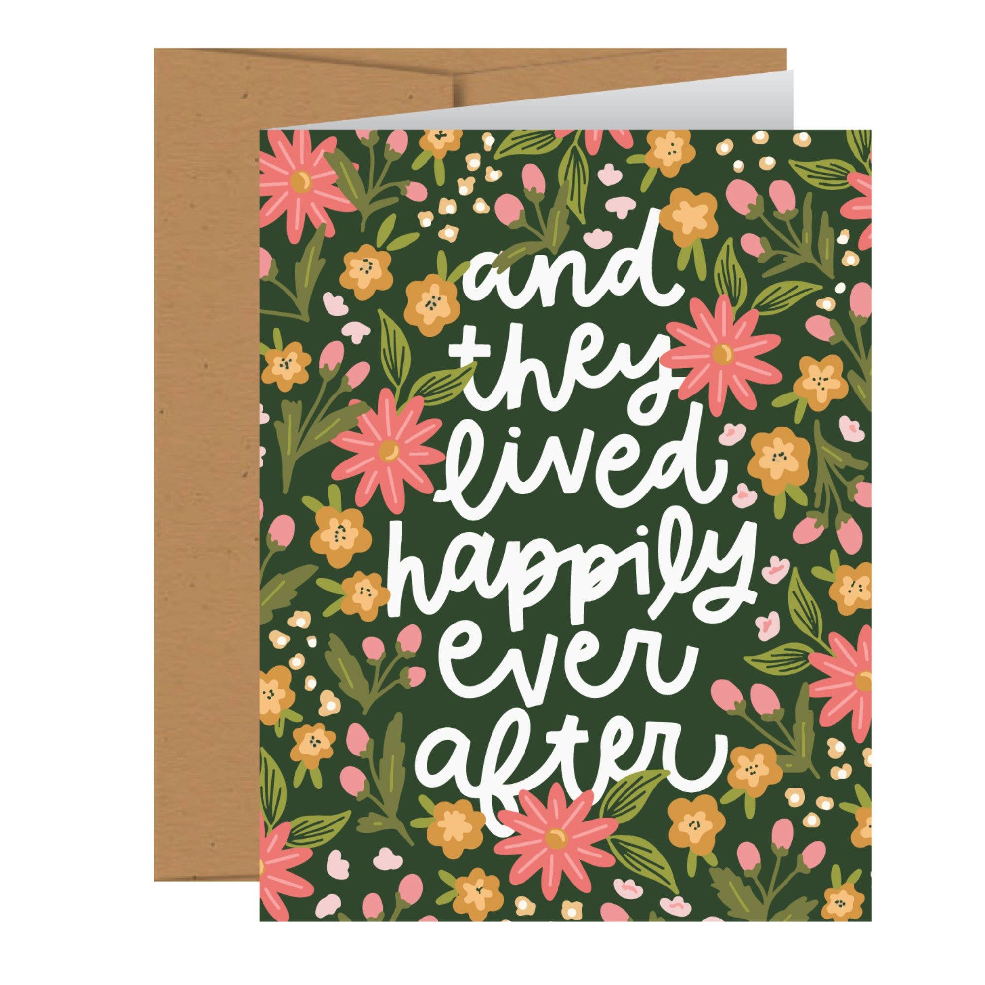 Happily Ever After Floral Wedding Greeting Card
