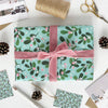 Gift Wrap - Christmas Mistletoe - Aqua by the sheet