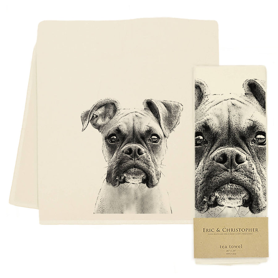 boxer dog tea towels