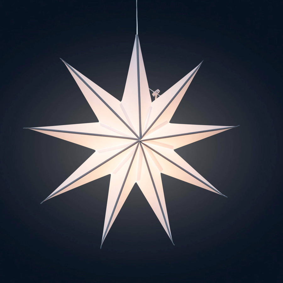 STAR Cynosure 9 Point 18" white / grey Paper Star Lantern Light