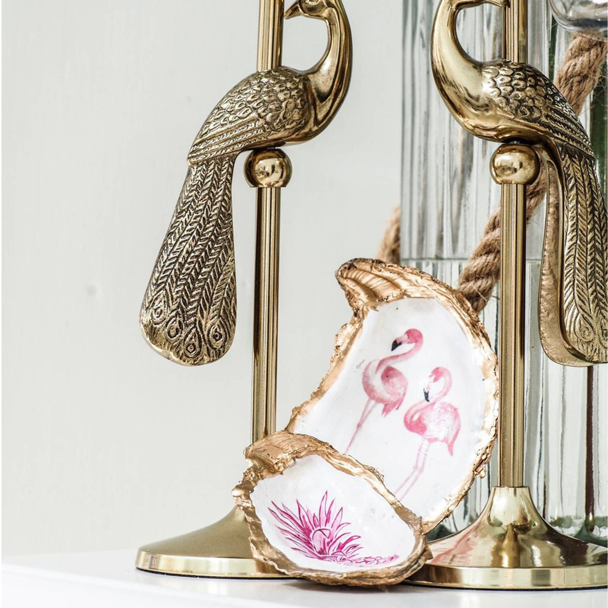 Oyster Shell Jewelry Dish - Flamingo