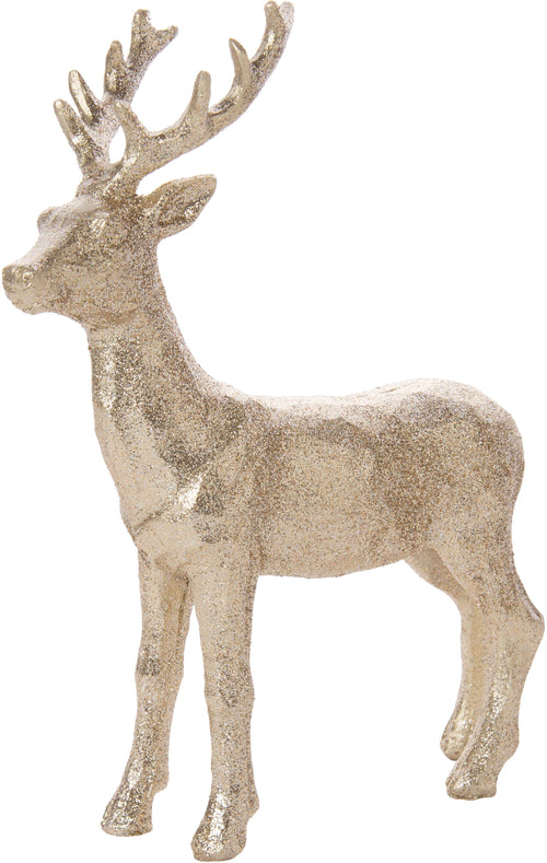 Champagne Gold Glittered Resin Table Top Reindeer