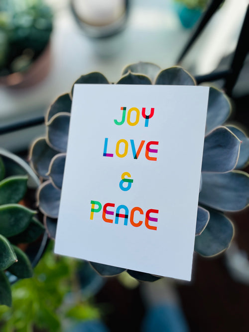 Joy Love & Peace Greeting Card