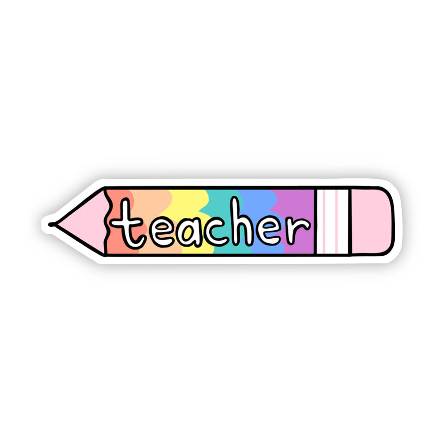 Teacher Rainbow Pencil Sticker