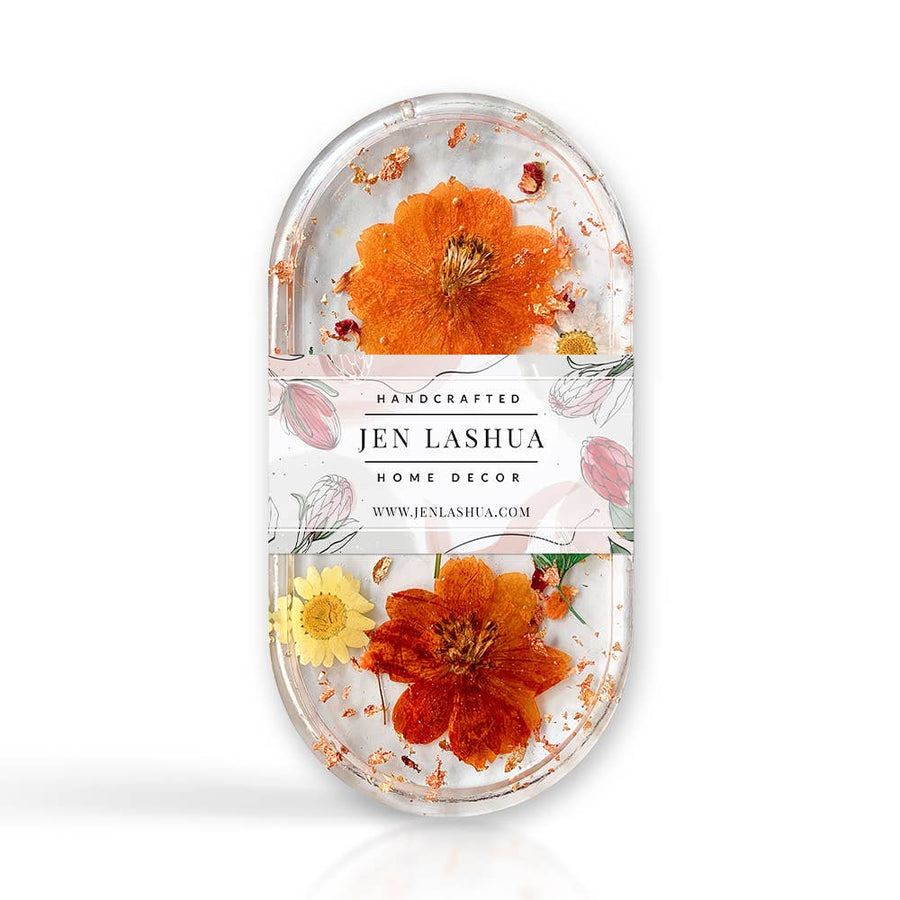 Trinket Dish - Orange & Yellow Flowers