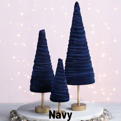 Handmade Pedestal Velvet Trees NAVY (three sizes)