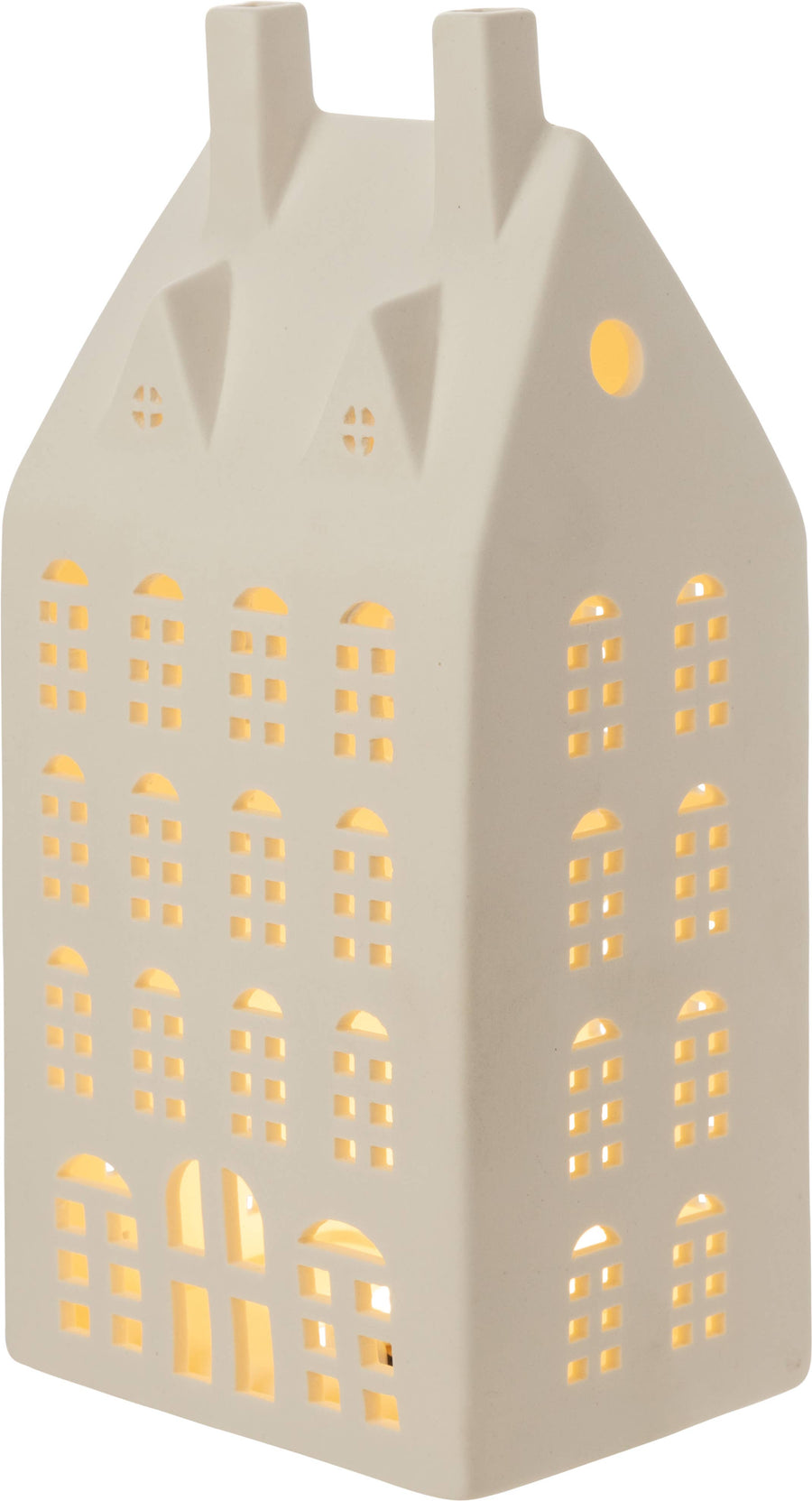 Tall Holiday house table top piece,  Bisque Finish, LED, 10 in