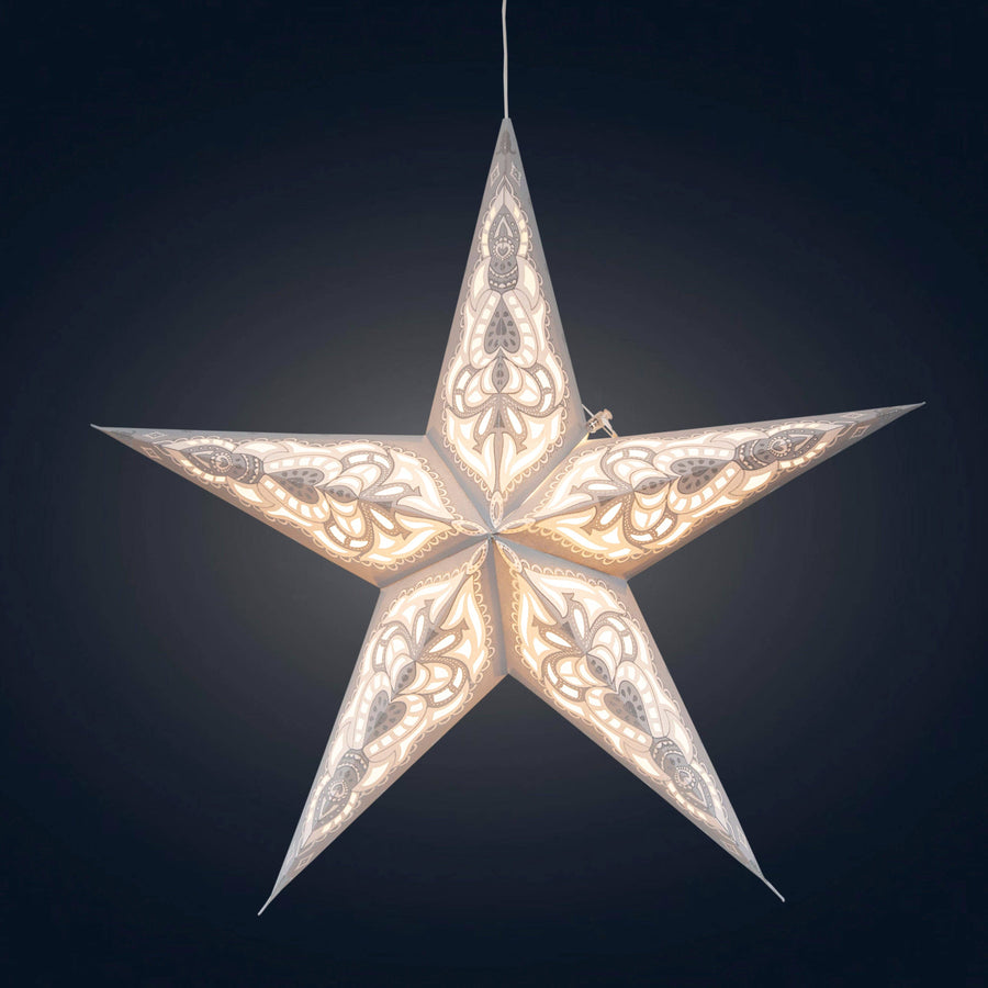 STAR Nigella 5 Point 24" Gray Paper Star Lantern Light