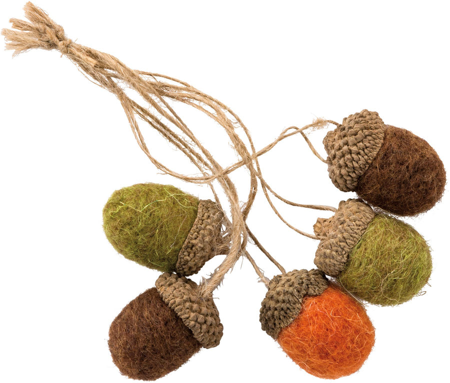 Wool Felted Acorns - Set of 5 Home Accent