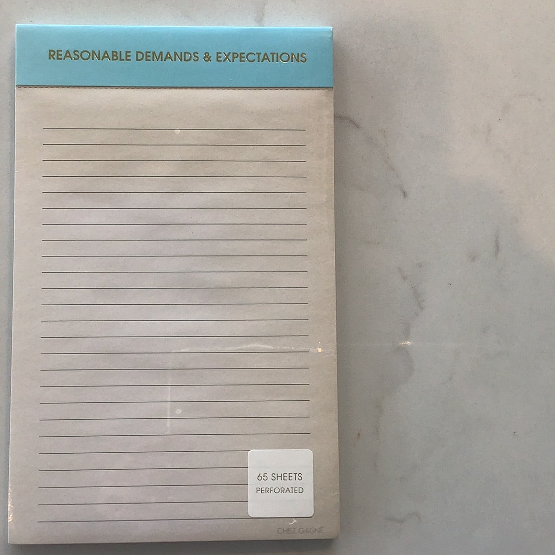 Reasonable Demands & Expectations Notepad
