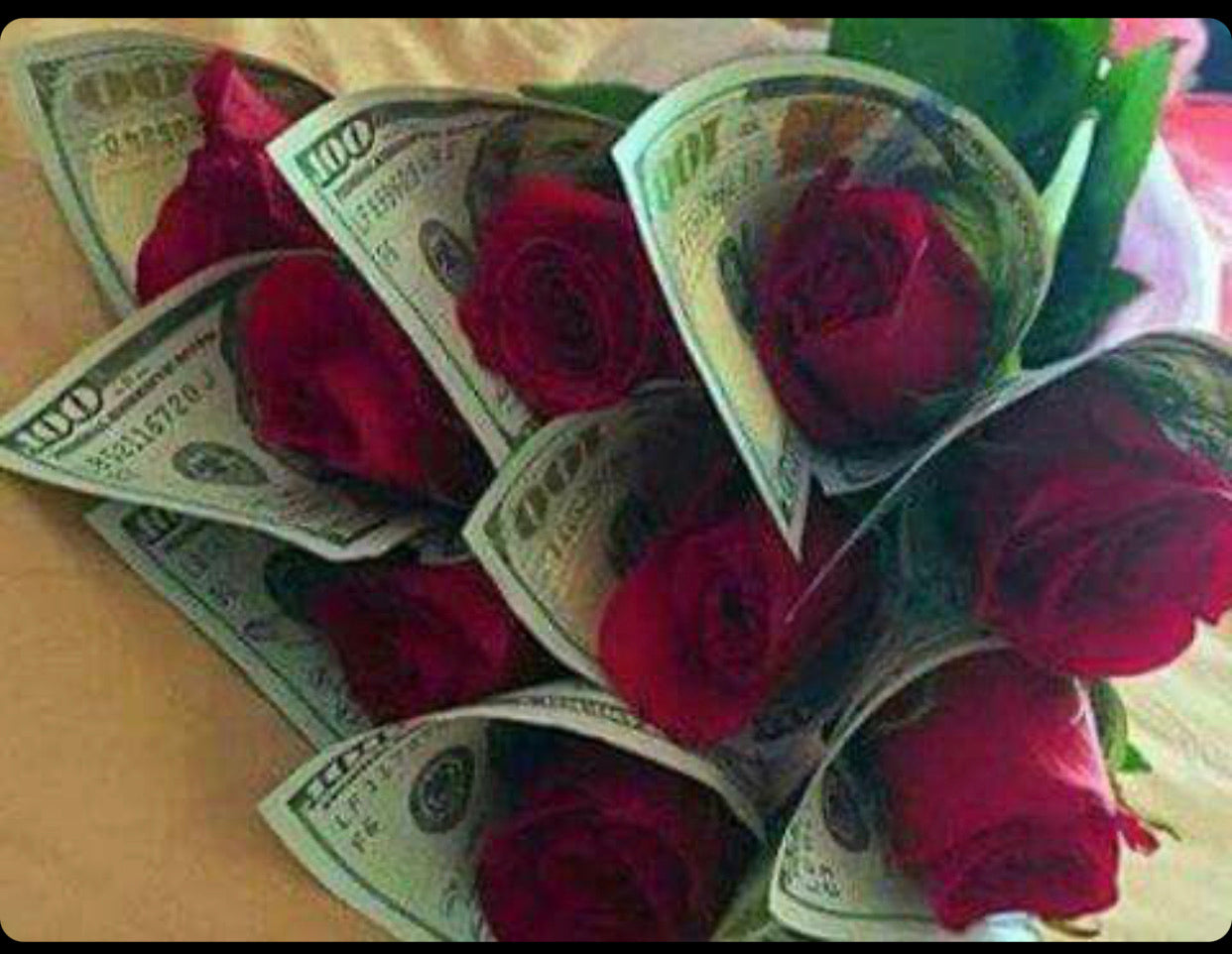 Handtied Money & Rose Bouquet