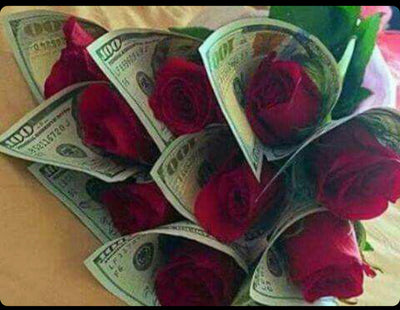 Handtied Money & Rose Bouquet