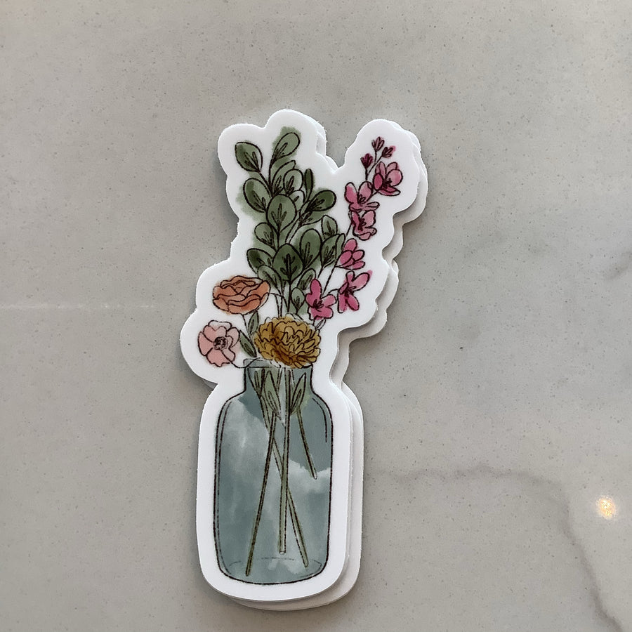 Watercolor vase w Flower