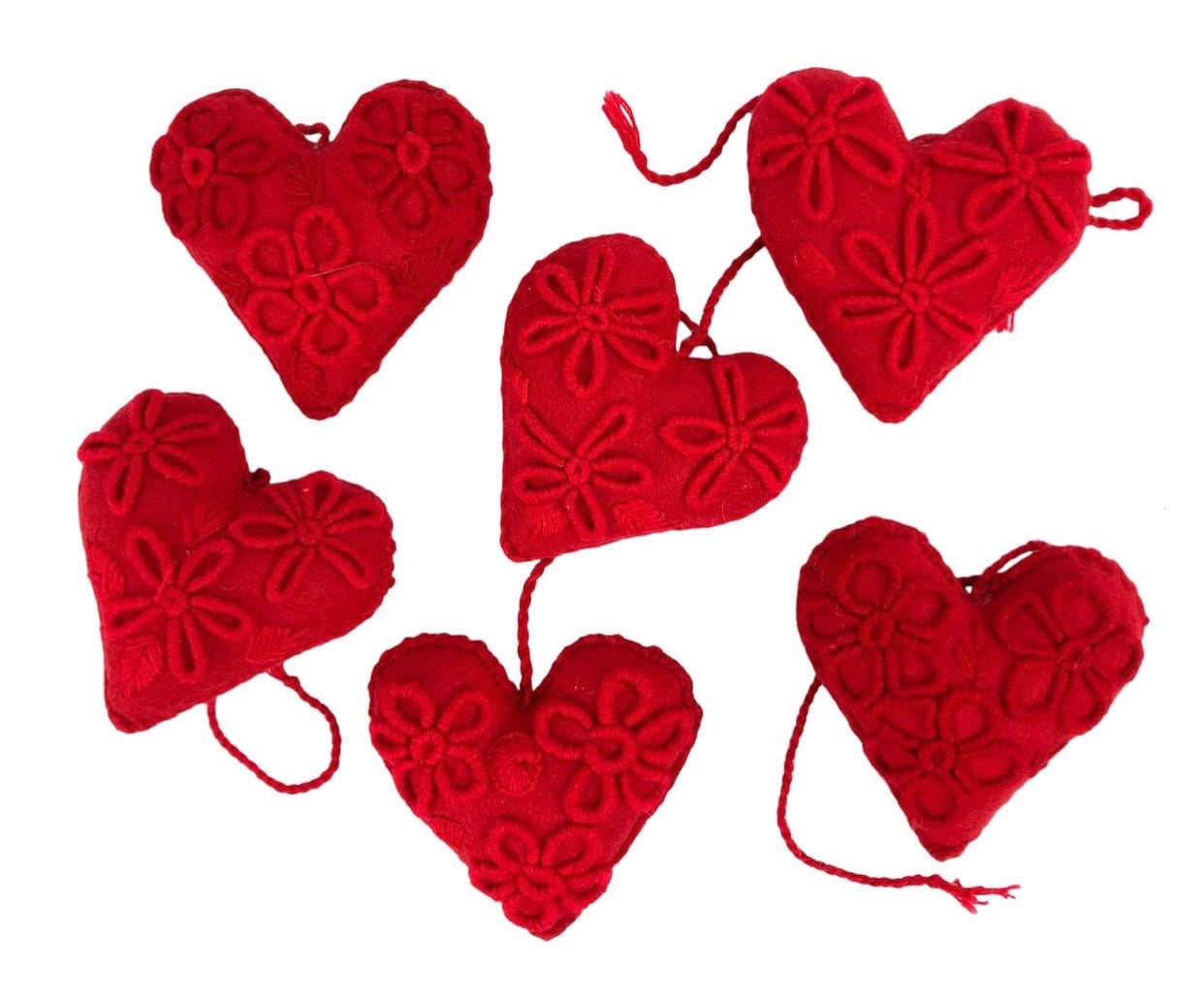 Red Felt Stitched Rococo Message Heart