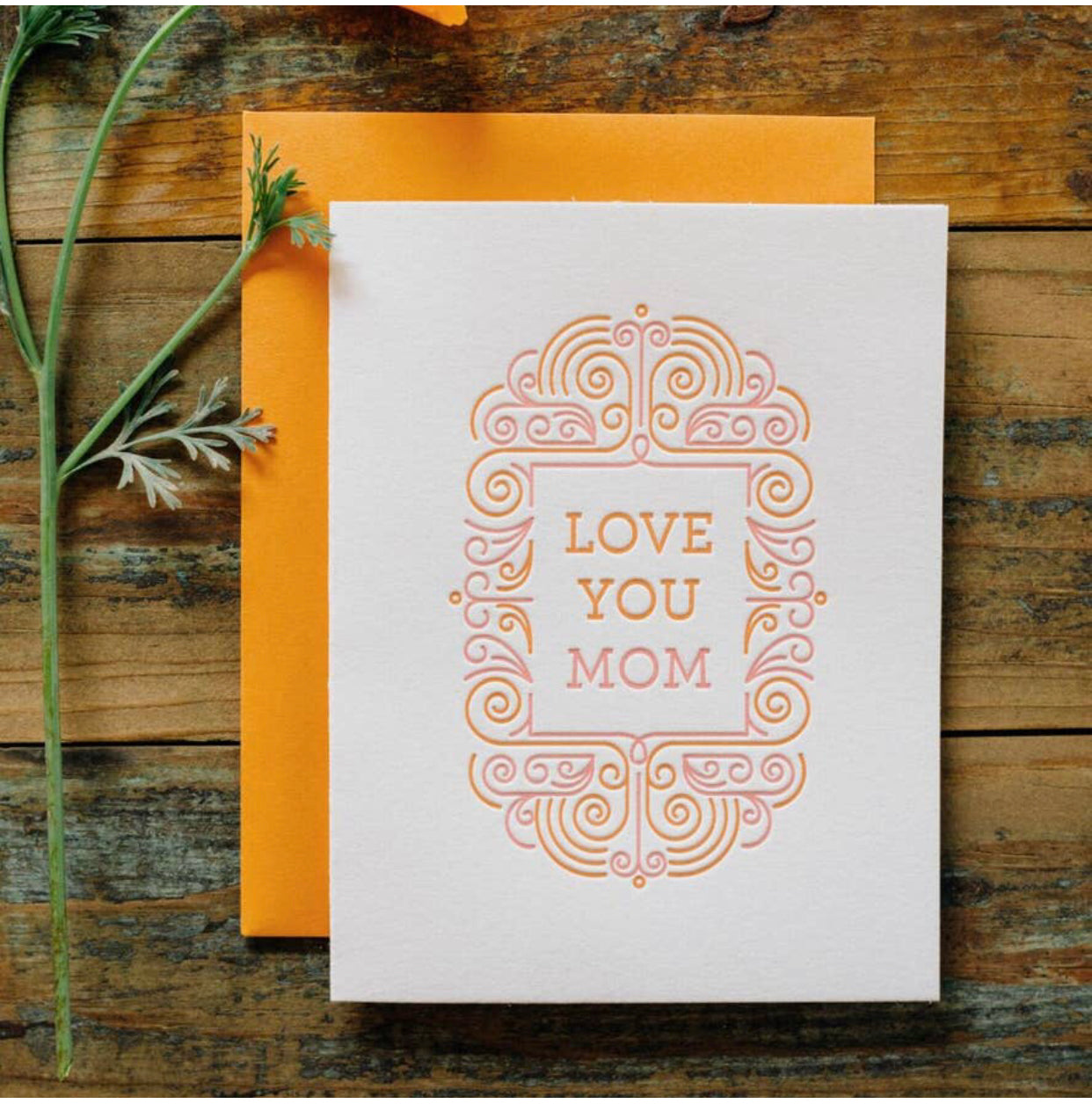 Love You Mom Letterpress Card