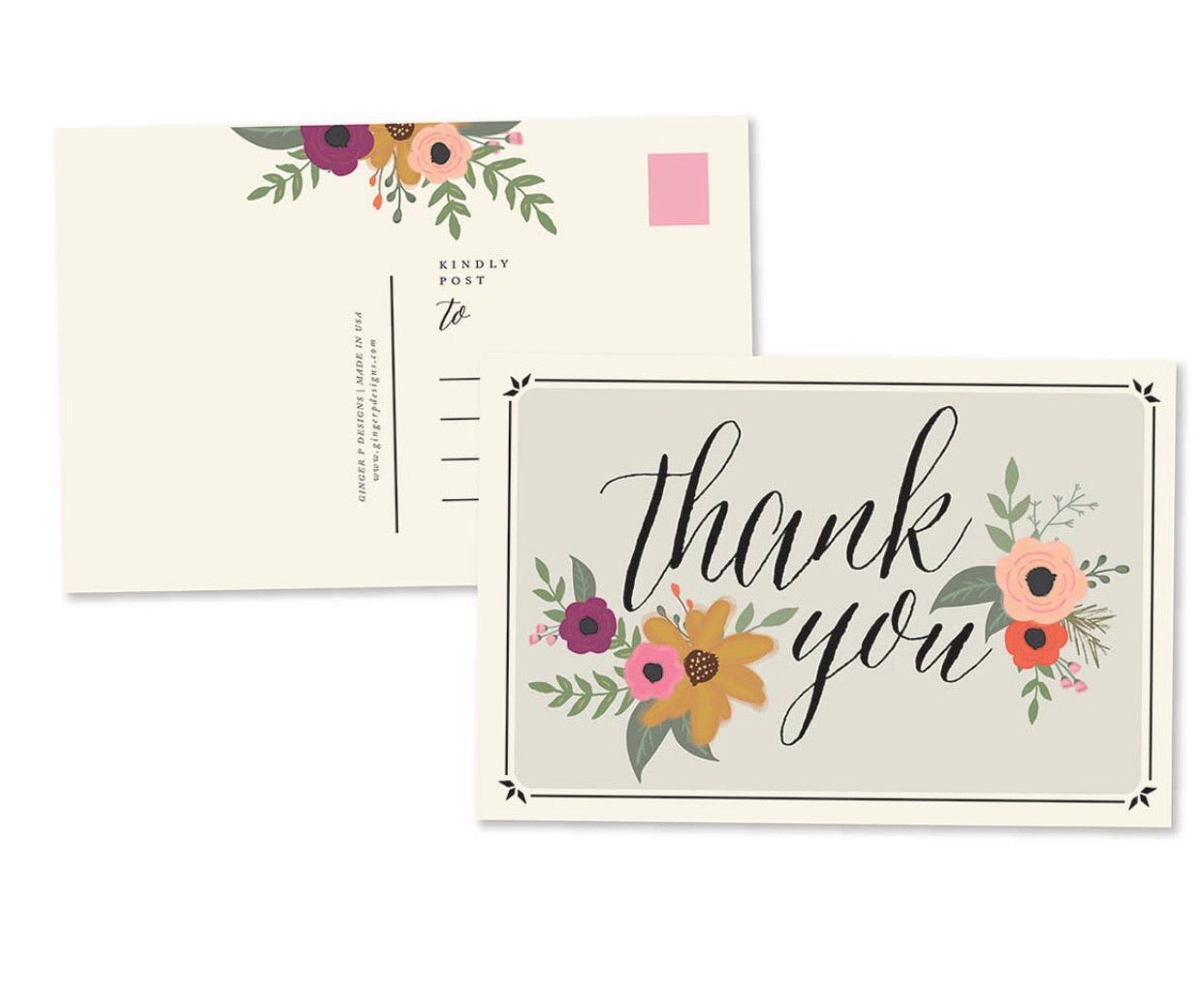 Thank You Floral Postcards