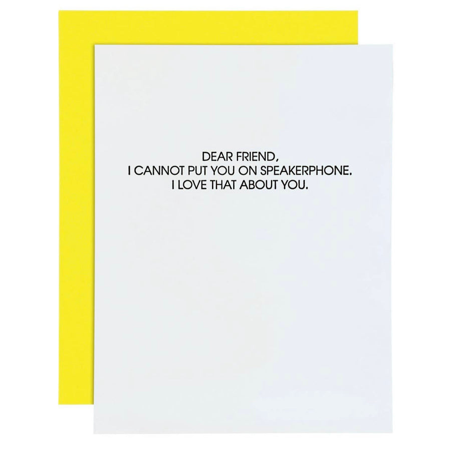 Speakerphone Friend Letterpress Card