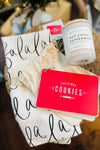 Holiday Gift Package - Christmas Cookie Recipe Card, Candle & Tea Towel Gift Box